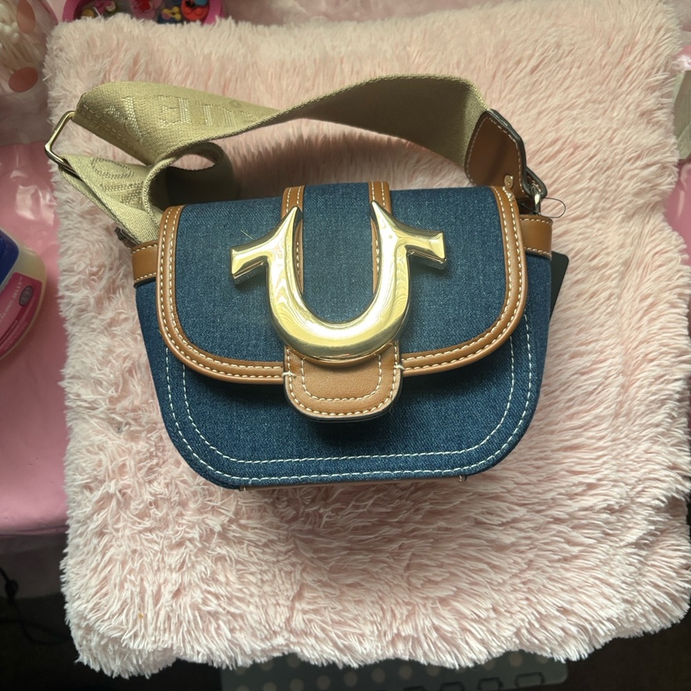 Stylish Denim and Tan Women's Bag